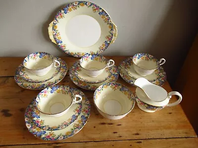 Buy Lovely Vintage Aynsley Bone China Tea Cups & Saucers Plate & Jug Blue Flowers • 34£