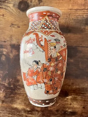 Buy Vintage Japanese Satsuma Vase With Scenes Of Court Meeting And Camellia Patterns • 14.50£