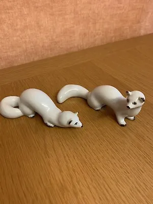 Buy Russian Pair Of Vtg Porcelain Weasels Figurines Made In The USSR 1970’s • 21£