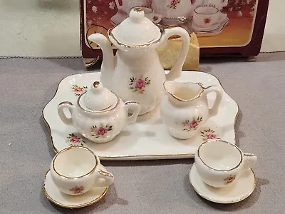 Buy Mini Porcelain Floral 10 Pc Coffee Tea Set Tea Pot Sugar Creamer 2 Cups Saucers • 12.46£