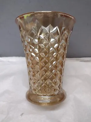 Buy Vintage Jannette Diamond Pattern 7  Flower Vase Carnival Glass  • 19.25£