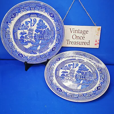Buy 2 X 1950s WILLOW Dinner Plates (26cm) * Victoria Porcelain Fenton * Vintage VGC • 9.93£