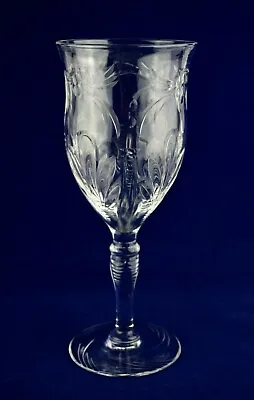 Buy STEVENS & WILLIAMS Rare Art Nouveau Floral Cut Wine Glass - 21cms (8-1/4 ) Tall • 34.50£