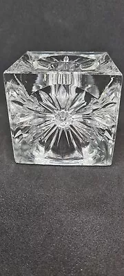 Buy Vintage Cut Glass Crystal Cube Tealight And Candle Holder VGC • 5£