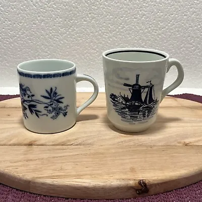 Buy Vintage Delft Holland & Rastal Scharffeuer Germany Small Blueware Mugs/ Cups • 18.96£
