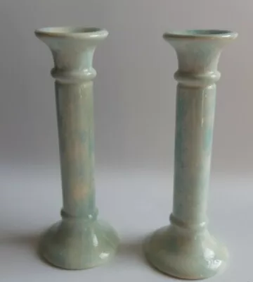 Buy Two Babbacombe Pottery Candle Holders Sticks Blue Cream Lowndes Pateman 19cm • 12£