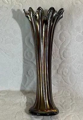 Buy Antique Northwood Amethyst & Gold Iridescent Carnival Glass Swing Vase 11.5” • 47.94£