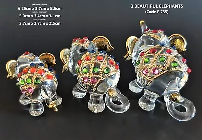 Buy Multiple GLASS ELEPHANTS Glass Animals Glass Figurine Coloured Glass Ornaments • 45£