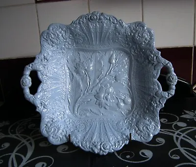 Buy RIDGWAY RELIEF MOULDED BLUE PLATE WITH HANDLES SERVING PLATE C 1840 • 16.95£