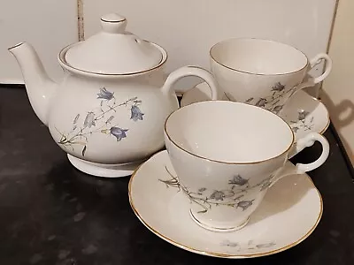 Buy Teaset For 2, Sadler Harebell Teapot With 2 Cups And Saucers Royal Ascot, VGC  • 12.99£