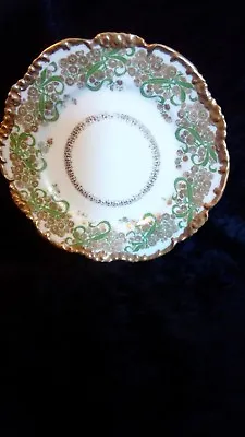 Buy J.P. Limoges French China Cabinet Plate- Green And Heavy Gold Floral 6 1/4  • 43.38£