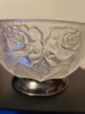 Buy Vintage William Adams Frosted Glass Flower Bowl With Silver Plated Base. Italy • 24.02£