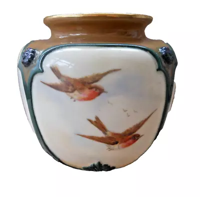 Buy Royal Worcester Antique Hadley Vase - Hand Painted With Birds • 65£