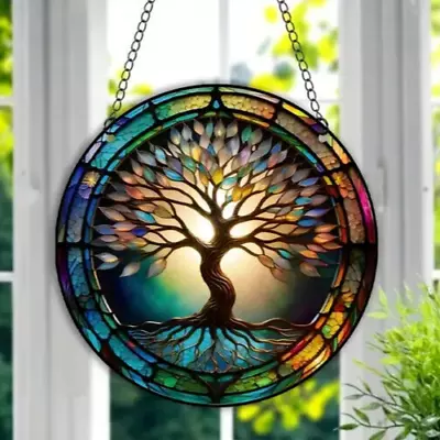 Buy Tree Of Life Design Suncatcher Stained Glass Effect Home Decor Christmas Gift • 7.99£
