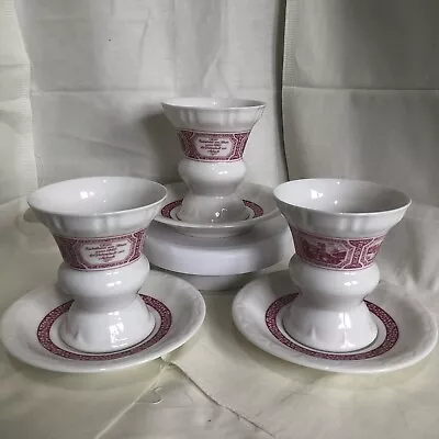 Buy Villeroy & Boch Ceramic Pink & White Goblets & Saucers X 3 Set, German Pottery • 19.95£