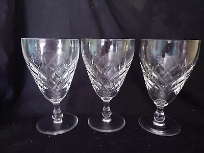 Buy 3 Vintage Edinburgh Crystal Criss  Cross Cut 4 5/8 Short Stem Wine Glasses. • 15£