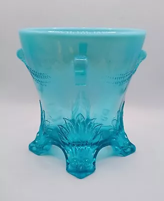 Buy Antique EAPG Jefferson Swag And Brackets Teal Opalescent Sugar / Candy Bowl • 28.82£