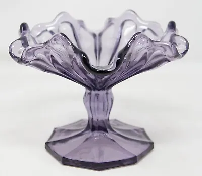 Buy Fenton Amethyst Purple Glass Ruffle Scalloped Edge Compote Dish Bowl, Stamped • 24.33£
