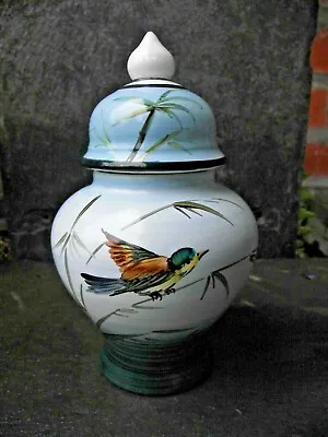 Buy Spanish Hand Painted Ceramic Urn Vase Bird Pond Wetland Scene Signed Tos • 6.99£