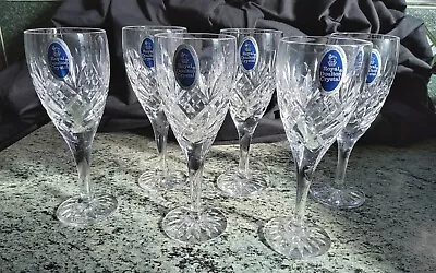 Buy Royal Doulton Elizabeth Pattern Crystal  Sherry Glasses Set Of 6 With Labels • 29.99£