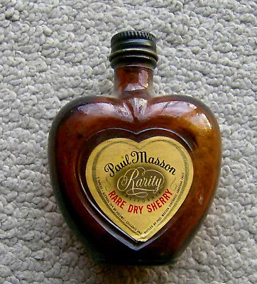 Buy RARE Vintage 1940s PAUL MASSON SHERRY Heart Shaped Amber Glass Liquor Bottle • 43.43£