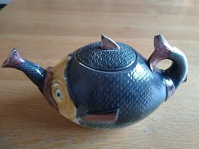 Buy Rare Antique Pottery Majolica Fish Teapot Victorian C1880 - Adams & Bromley • 40£