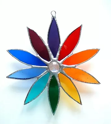 Buy Rainbow Daisy Stained Glass Suncatcher Flower Chakra Window Wall Hanging Gift • 24.95£