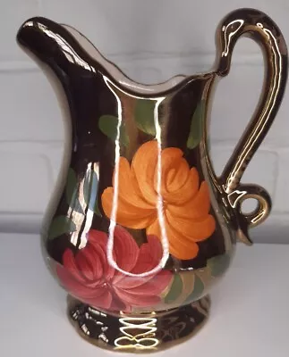 Buy Vintage Oldcourt Ware Hand Painted Porcelain Gold Lustre Jug Floral • 9£