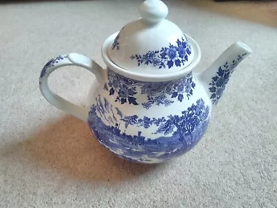Buy Vintage Broadhurst English Scene Large Teapots 2.5 Pints Blue White • 16.99£