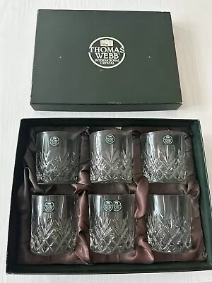 Buy Six Thomas Webb Crystal Cut Glass Whiskey Glasses - Unused, Boxed • 25£