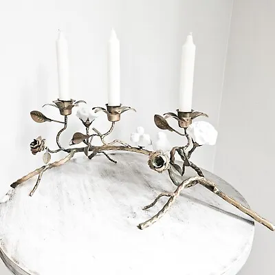 Buy Candelabra Branch Birds Flowers Ceramic Gold Anthro Style French Chic Brocante • 75£