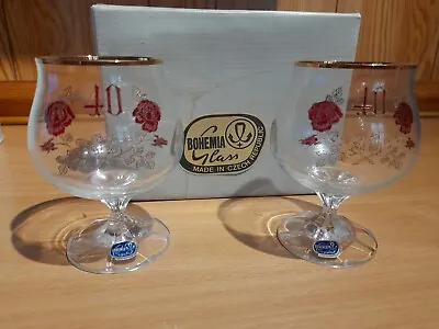 Buy Bohemia Crystal Ruby Wedding Brandy Glasses Set Of 2. Czech Republic  • 4£