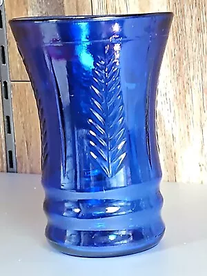 Buy Cobalt Blue Tumbler By Maryland Glass Feather Pattern Replacemen 4.5 Inches Tall • 8.65£