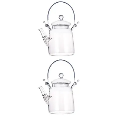 Buy  Set 2 Kettle Home Pour Coffee Pot Glass Teapot Water Milk Steamer Make • 26.40£
