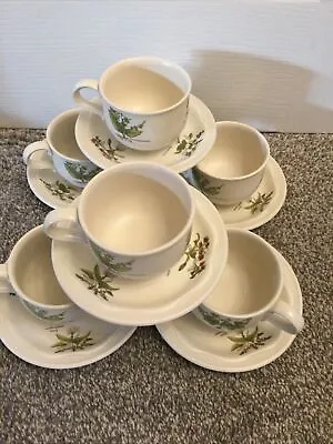 Buy Vintage Poole Pottery England Country Lane Set Of 6 X Cups And 6 X Saucers GC • 12£