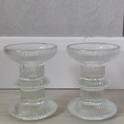 Buy Vintage Luminarc Candle Holders Verrerié D'Arques France Pair Textured Glass • 5.99£