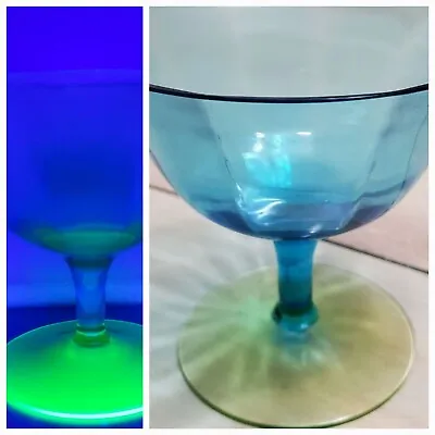 Buy Tiffin Blue/yellow Vaseline Glass #14196 GLOWS • 38.61£