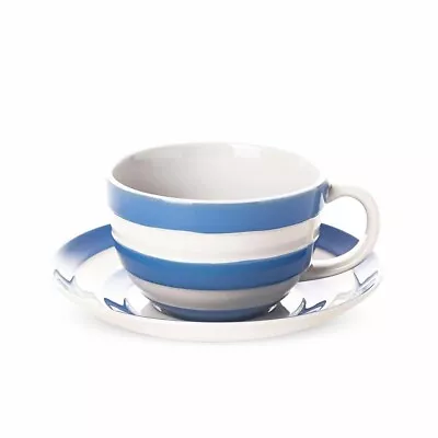 Buy Cornishware 12oz/34cl Ceramic Breakfast Cup And Saucer - Blue • 20£