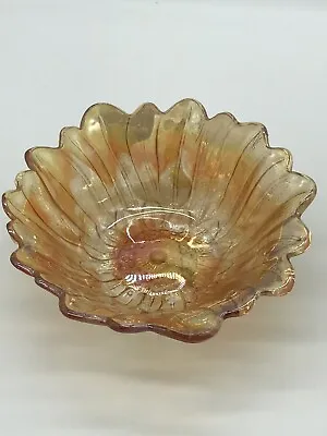 Buy Carnival Glass Indiana Sunflower Marigold Lily Pons Amber 1970s Glassware Bowl  • 19.20£