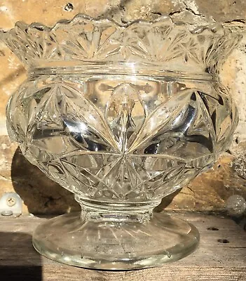 Buy Vintage Cut Pressed Glass Pretty Scalloped Pedestal Dish/medium Fruit Bowl 14cm • 13£