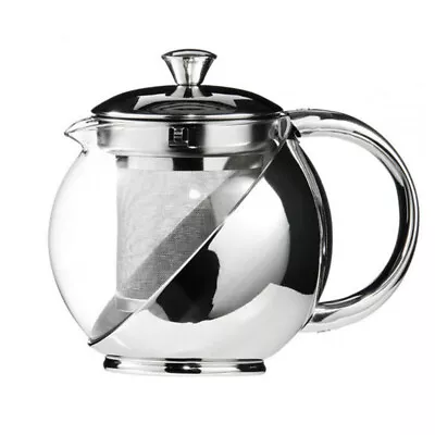 Buy Stainless Steel & Clear Glass Teapot Jug + Infuser Coffee Tea Pot Heat Resistant • 6.99£