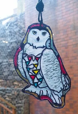 Buy Owl Sun Catcher Stained Glass Look  Totally Unique Handmade Complete Length 20cm • 3.99£
