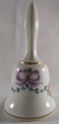 Buy Westmoreland Milk Glass Bell, Hand Painted Roses And Bows Pattern With Gold Trim • 23.98£