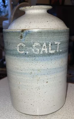 Buy Vintage Stoneware Storage  Jar With Lid C. Salt  (YV) P • 15£