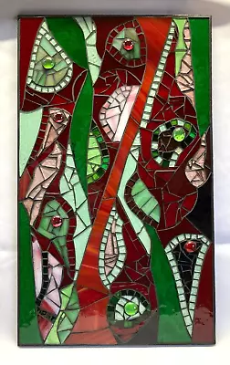 Buy M013 Glass Mosaic Wall Art Picture 50cm X 30cm Abstract Reds Greens Pinks • 60.50£