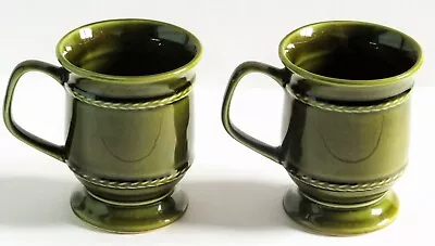 Buy 2 X Green Holkham Pottery England  Ceramic Mugs • 14.99£