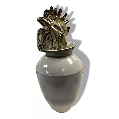 Buy $535 AMAARO Gray Beige Rooster Chicken Canopic Ceramic Vase Cookie Jar 13  Vase • 165.21£