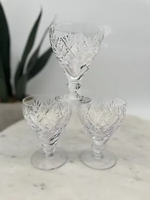 Buy Webb Corbett Water Goblets Crystal Cut Glass Georgian Pattern Set Of 3 • 27.40£