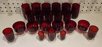 Buy Set Of (22) Luminarc Verrerie D'Arques France Ruby Red Glasses - BEAUTIFUL!! • 120.37£