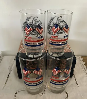 Buy VTG Happy Birthday America Commemorative Glassware 1776-1976 Bicentennial USA 4 • 21.22£